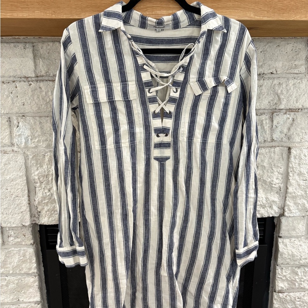Madewell Navy and Cream Striped Top